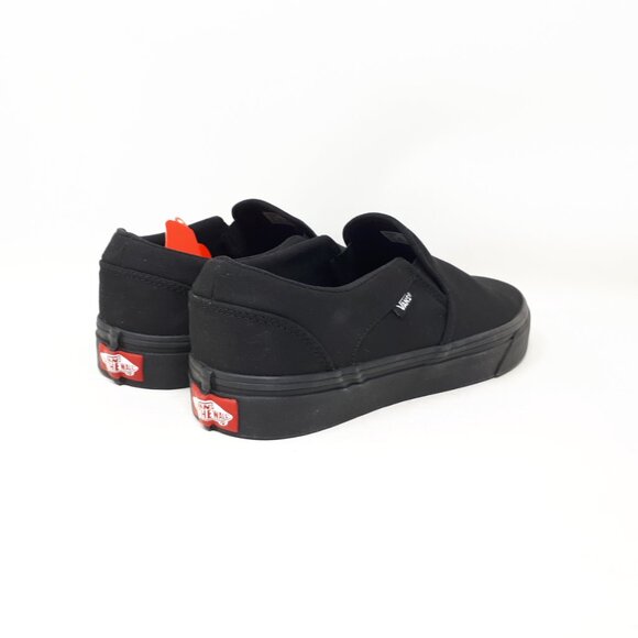 Vans Asher Canvas All Black Slip-On Classic Skate Shoe Sneaker Womens Size 9.5 - Picture 5 of 12